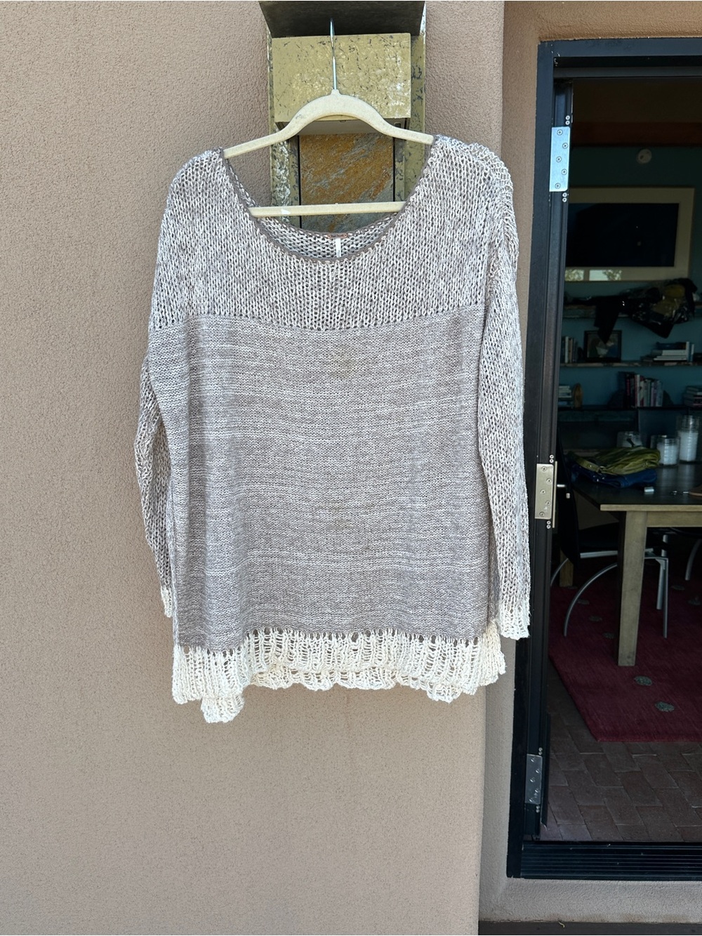 Free People Open Knit Taupe Sweater
